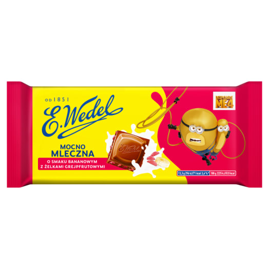 E.WEDEL KRÄFTIGE MILCHSCHOKOLADE MIT BANANENGESCHMACK MIT GRAPEFRUIT-GUMMI 80 G