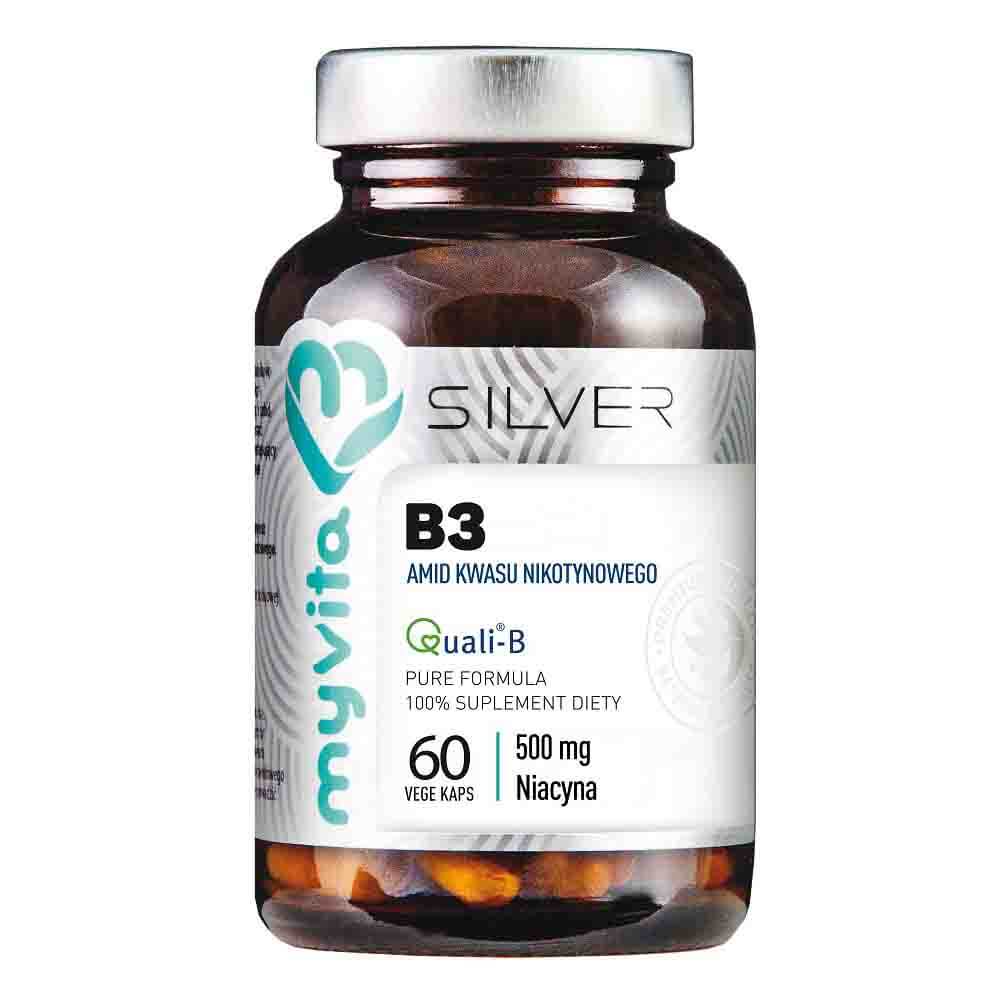 Vitamin B3 Nicotinamide 500 MG 60 vegetable capsules 36 g MYVITA SILVER PURE