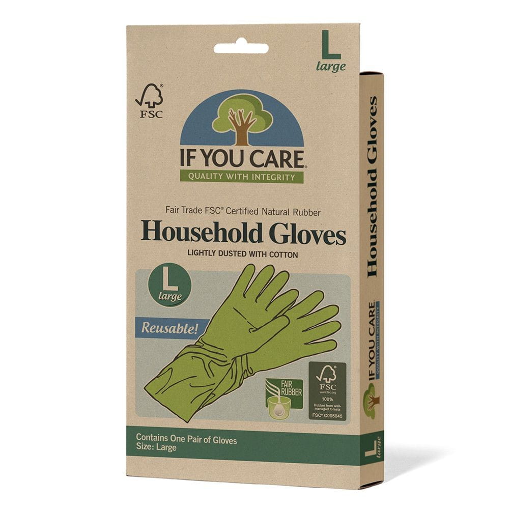 ถุงมือยางลาเท็กซ์ใช้ซ้ำได้ ขนาด L 1 คู่ - IF YOU CARE