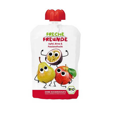 Sapmousse voor kinderen, appel peer maracuja 100g ECO ERDBAR