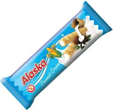 Rollitos de maíz rellenos de crema - Coco sin gluten 18 g ALASKA