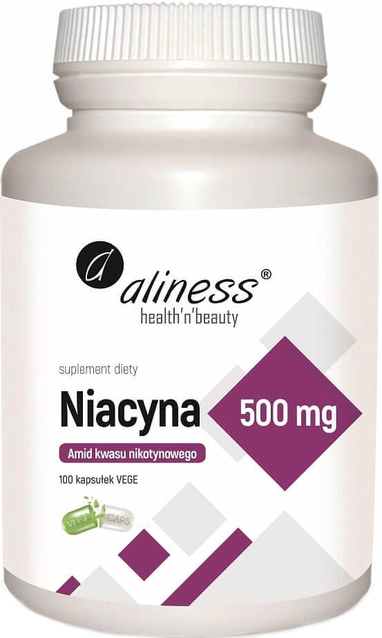 Niacin, Nicotinamide, Vitamin B3 500 mg, 100 Capsules ALINESS