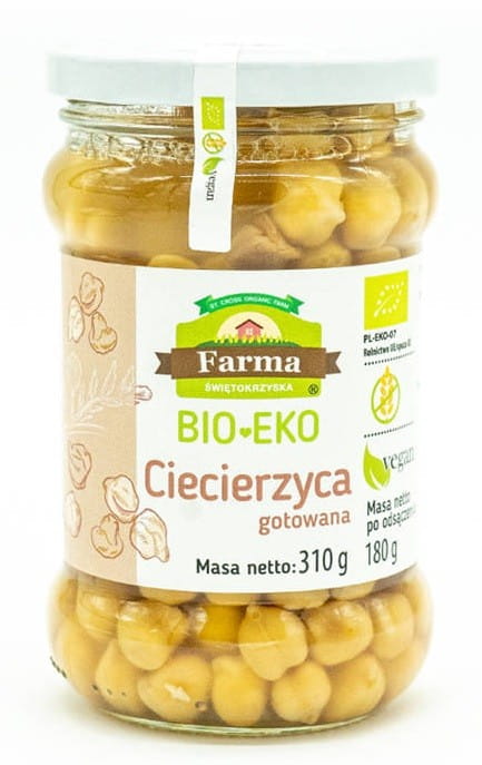 Gluteeniton kikherneet suolaliemessä BIO 310 g (180 g) - FARMA ŚWIĘTOKRZYSKA
