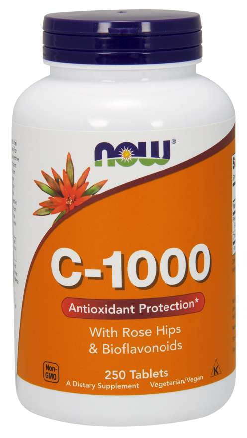 Vitamina C 1000 MG cu bioflavonoide și măceșe 250 tablete NOW FOODS