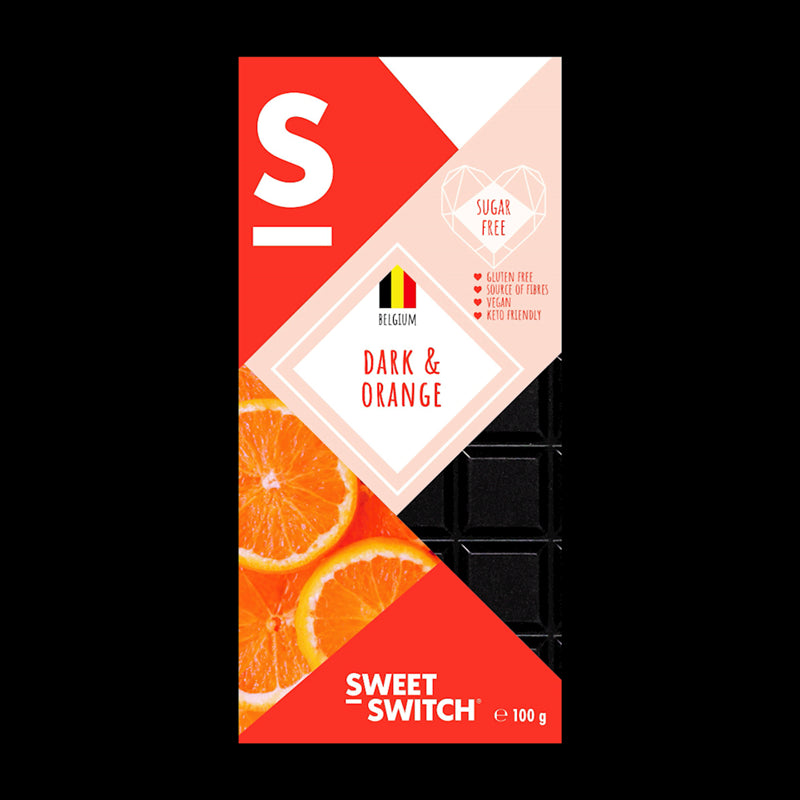 Bittersjokolade med appelsin uten tilsatt sukker 100g SWEET SWITCH
