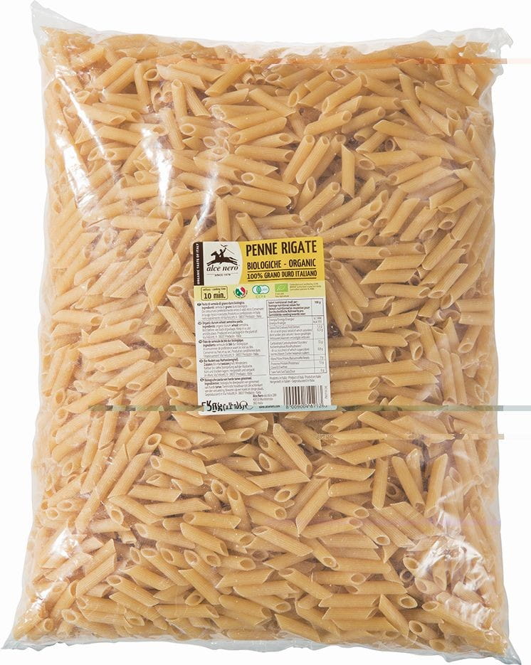 Penne (semolina) pasta ORGANIC 5 kg - HORECA ALCE NERO